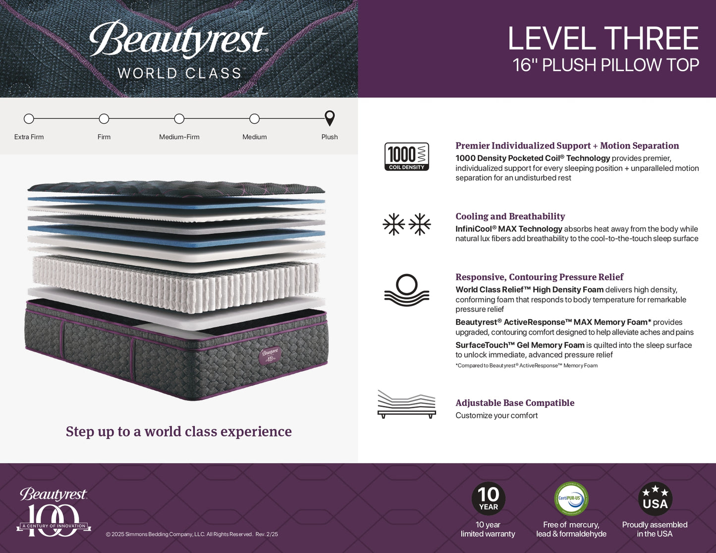 BeautyRest Core Quilted Level #3 World Class