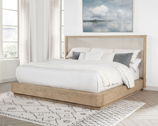 Kailani 52-inch Eastern King Wingback Bed Beige Oak