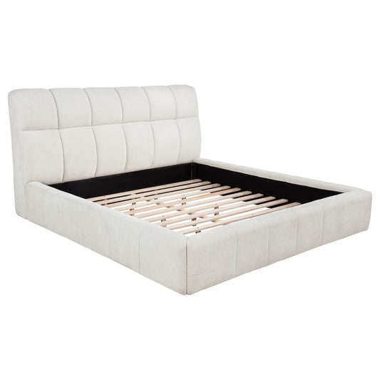 Nollet 48-inch Upholstered California King Platform Bed Cream