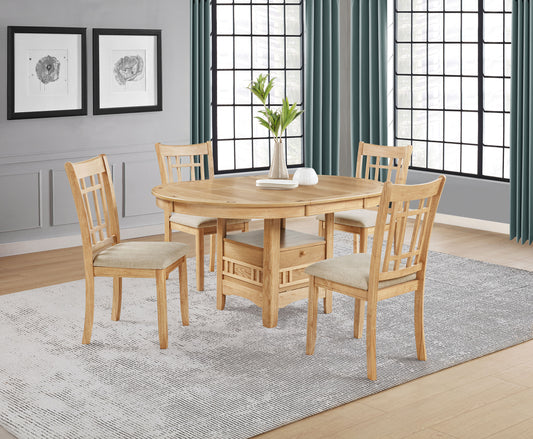 Lavon 5-piece Oval Extension Leaf Dining Set Light Oak