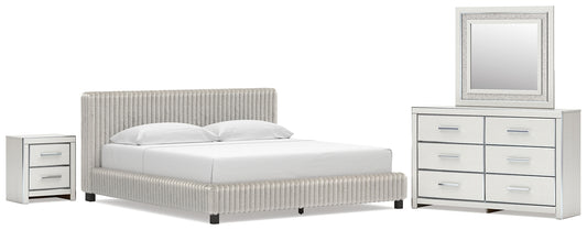 Zuraleus King Upholstered Bed, Dresser, Mirror and Nightstand