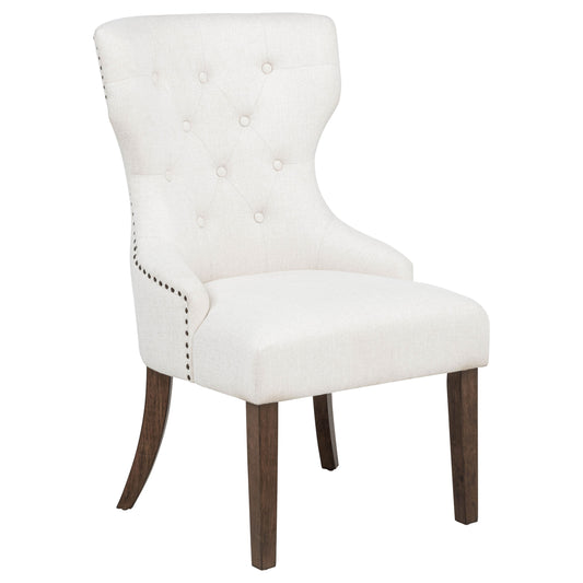 Baney Fabric Upholstered Dining Side Chair Cream and Dark Oak