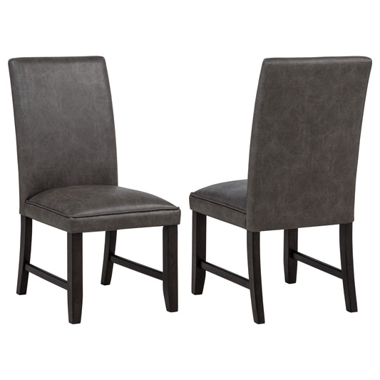 Averill Faux Leather Upholstered Dining Side Chair Dark Grey (Set of 2)