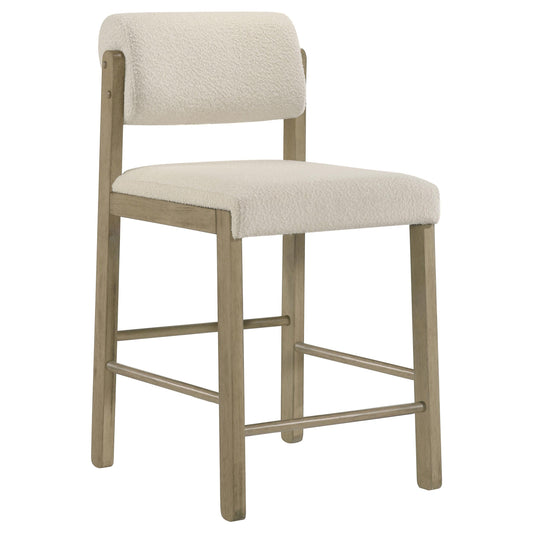 Kehoe Upholstered Counter Height Chair Cream and Natural Oak (Set of 2)