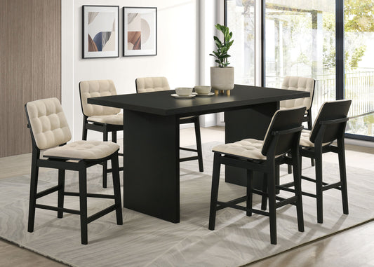 Decker 7-piece 70-inch Rectangular Counter Height Dining Set Cream and Black