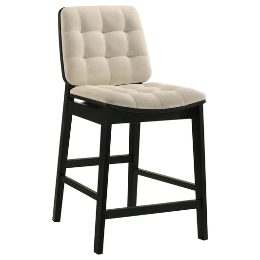 Redbridge Velvet Upholstered Counter Chair Cream and Black (Set of 2)