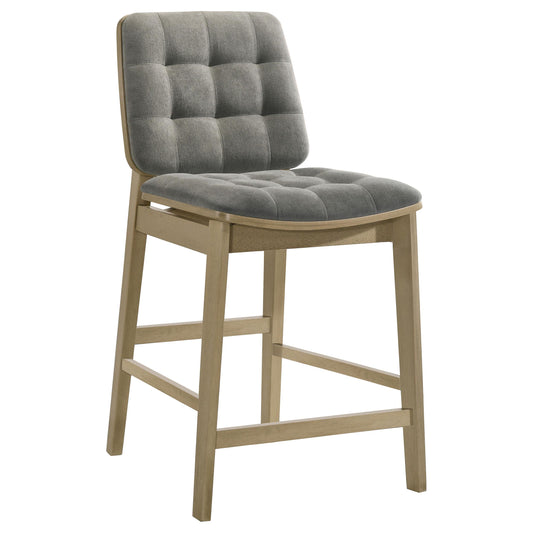 Redbridge Velvet Upholstered Counter Chair Grey and Natural Oak (Set of 2)