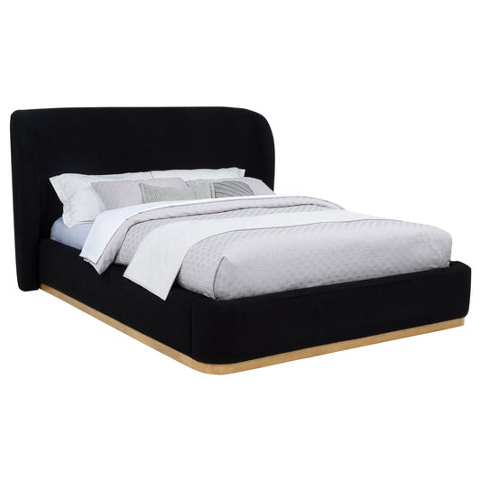 Blaire Upholstered California King Wingback Platform Bed Black
