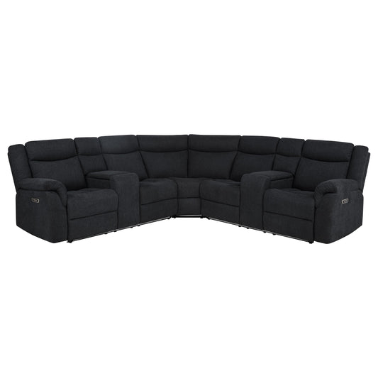 Hagen Upholstered Power Reclining Sectional Sofa Steel Grey