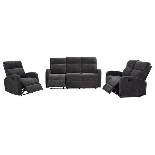 Hamilton Chenille Upholstered Manual Reclining Sofa Charcoal Grey