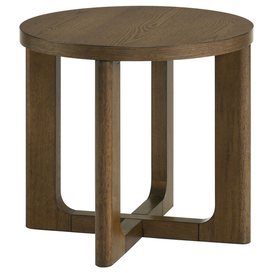Kessler Round Sculptural Wood End Table Brown