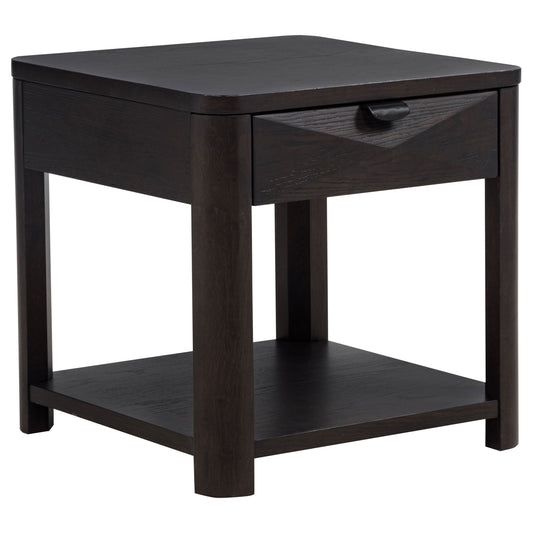 Marcelo Wood End Table with Drawer and Shelf Coffee