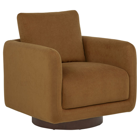 Iris Fabric Upholstered Swivel Accent Chair Rust