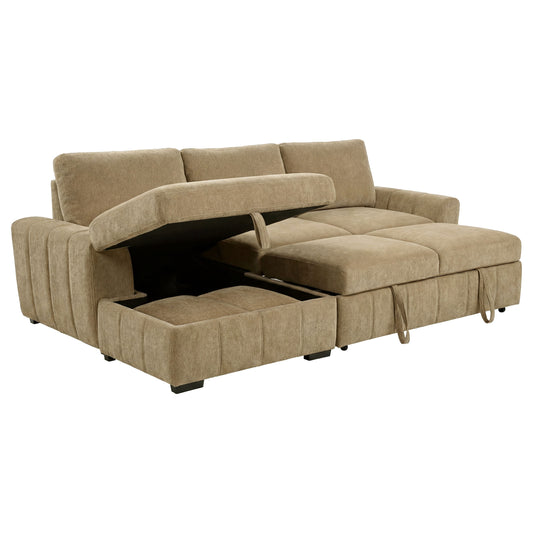 Pastrana Upholstered Sleeper Sectional Sofa LAF Chaise Camel