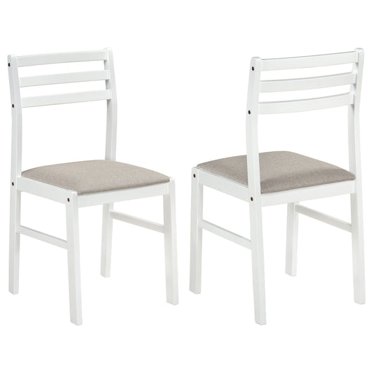 Sykes Fabric Upholstered Ladder Back Side Chair White and Beige (Set of 2)