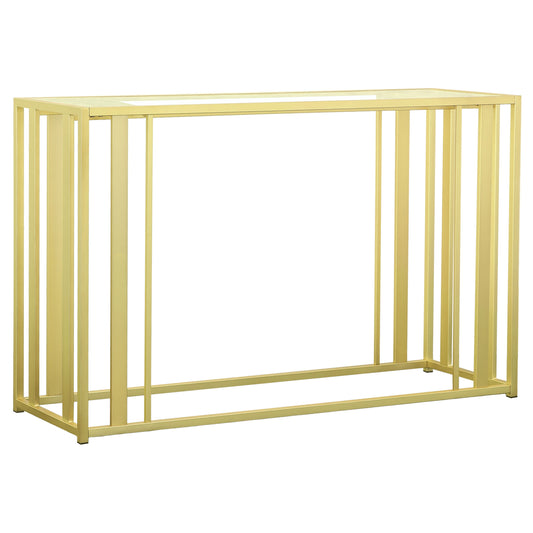 Adri Glass Top Entryway Console Table Matte Brass