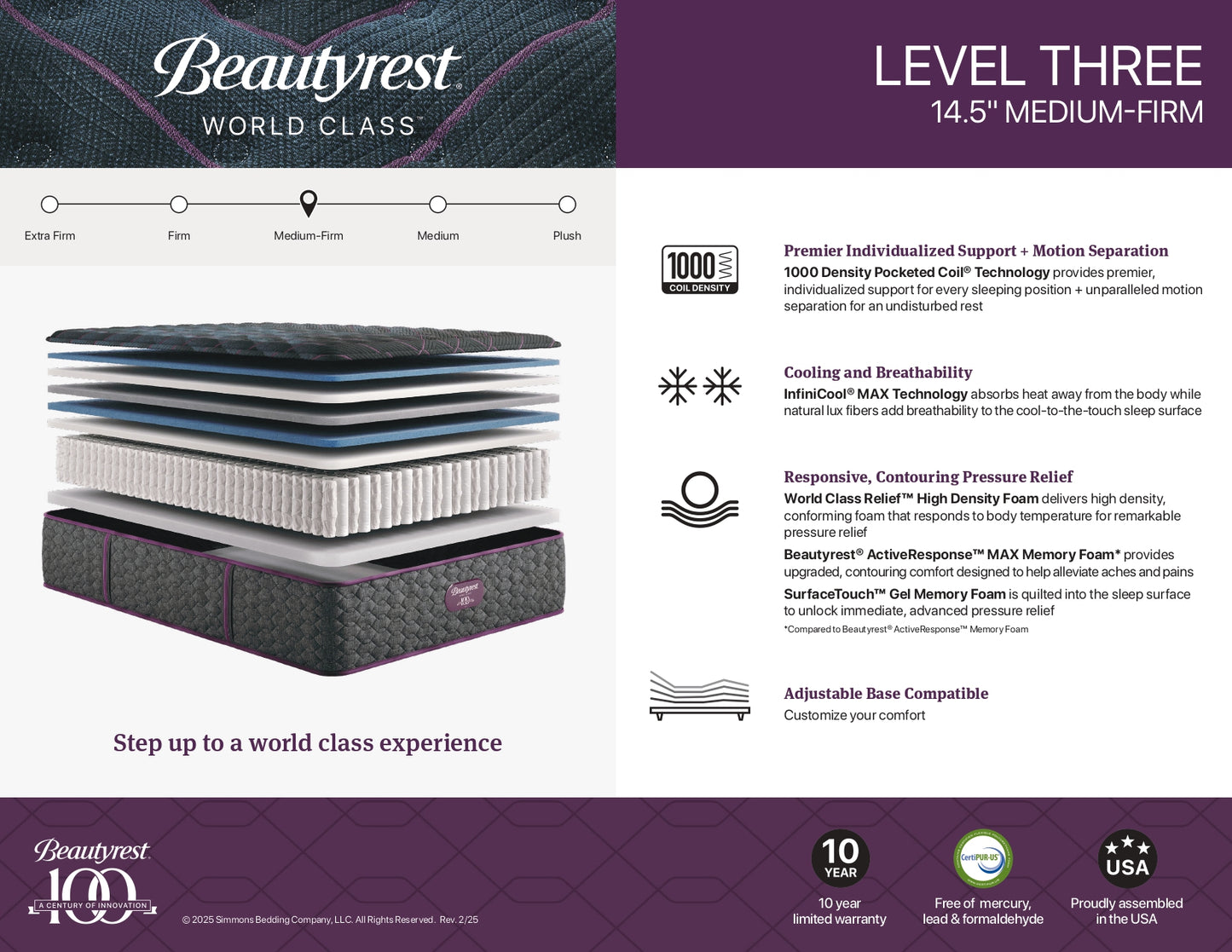 BeautyRest Core Quilted Level #3 World Class