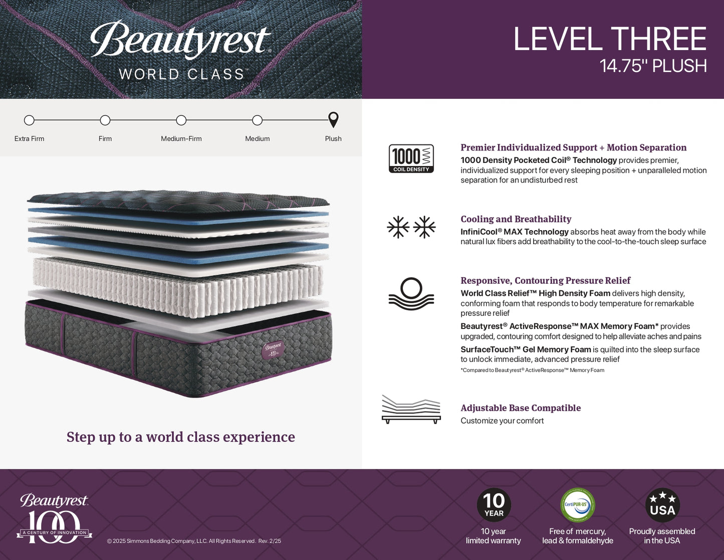 BeautyRest Core Quilted Level #3 World Class