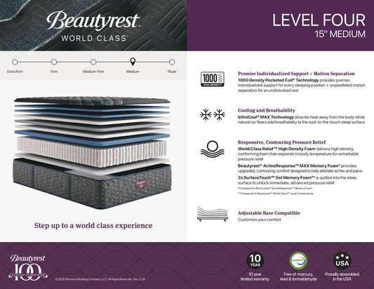 BeautyRest Core Quilted Level #4 World Class