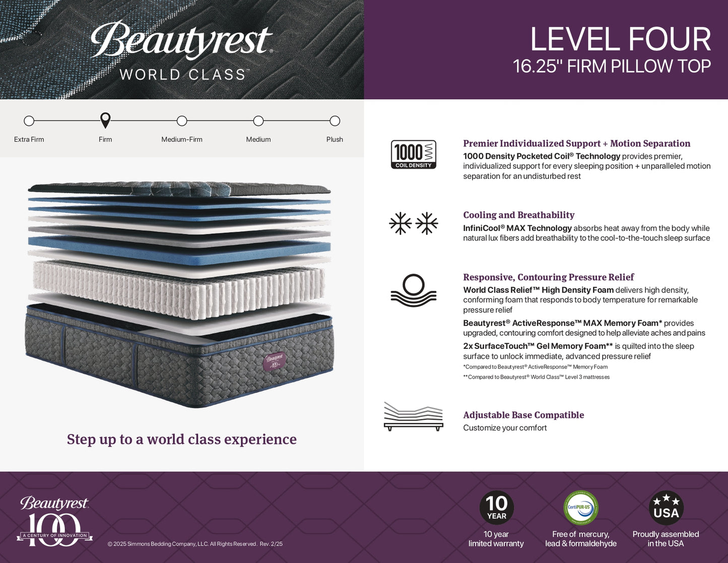 BeautyRest Core Quilted Level #4 World Class
