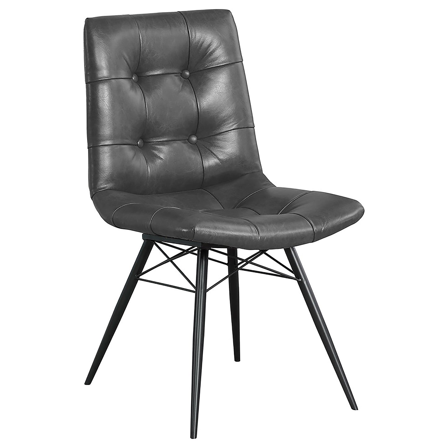 Aiken Faux Leather Upholstered Dining Side Chair Charcoal Grey (Set of 4)