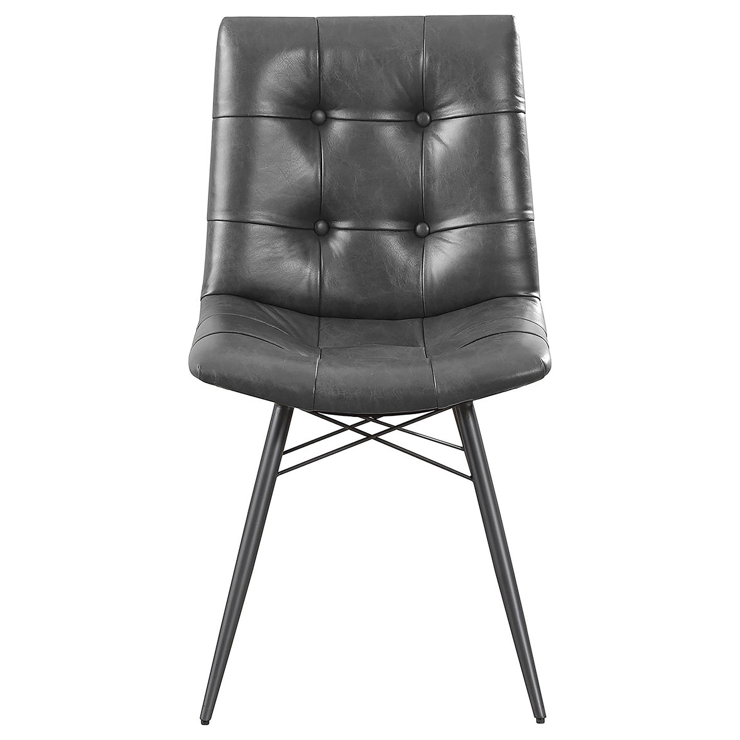 Aiken Faux Leather Upholstered Dining Side Chair Charcoal Grey (Set of 4)