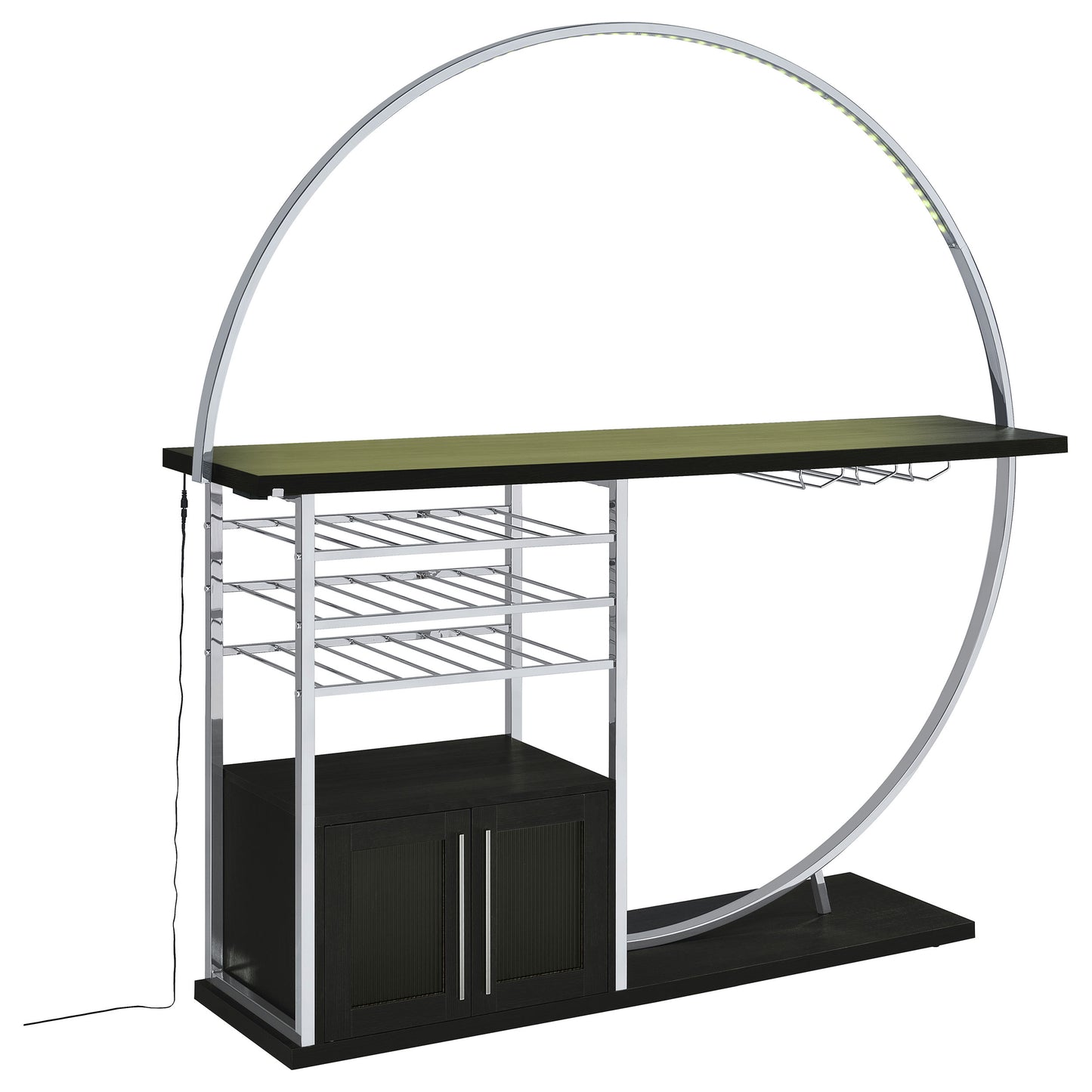 Risley 2-door Circular LED Wine Cabinet Dark Charcoal