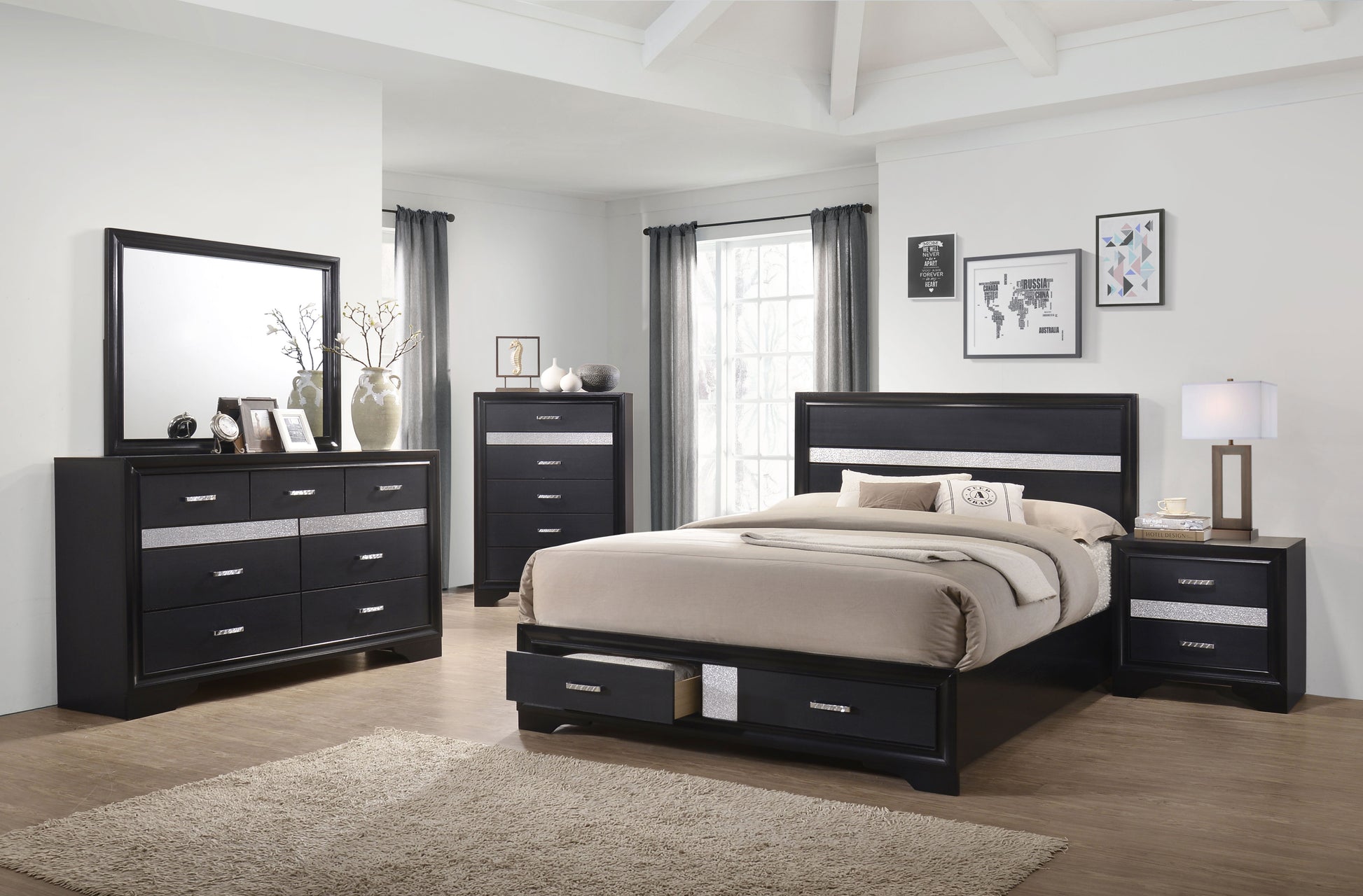 Miranda 4-piece Eastern King Bedroom Set Black – National Unclaimed Freight Miranda 4-piece Eastern King Bedroom Set Black – National Unclaimed Freight