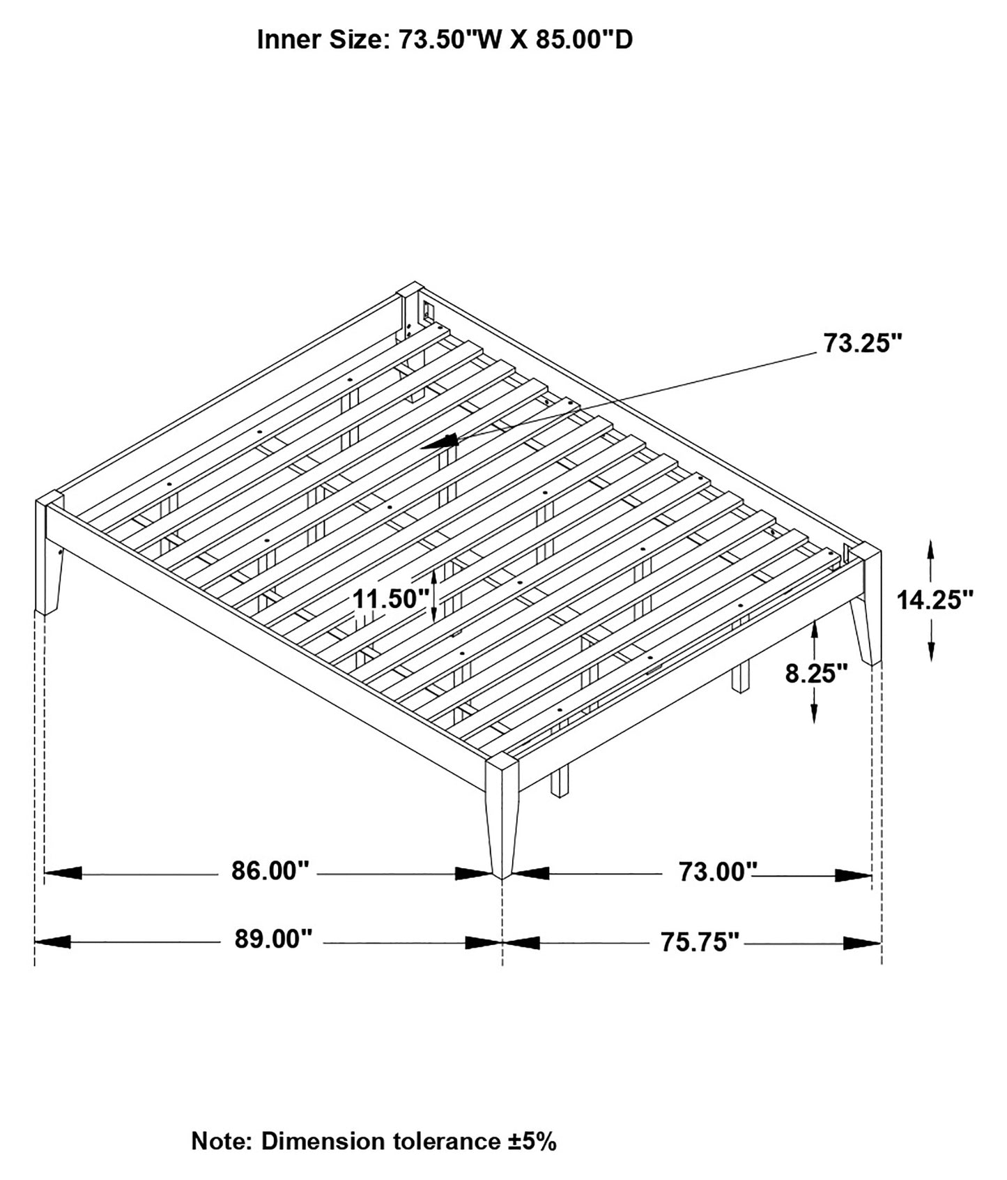 Hounslow California King Universal Platform Bed White