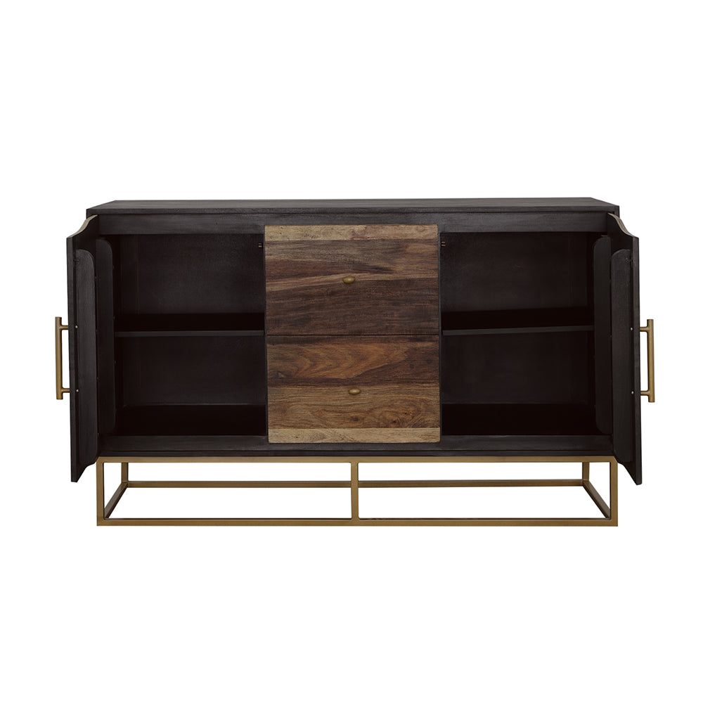 Zara 2-door 57-inch Wood Accent Storage Cabinet Black Walnut