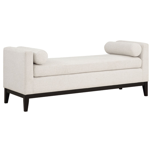 Rosie Upholstered Accent Bench with Raised Arms and Pillows Vanilla
