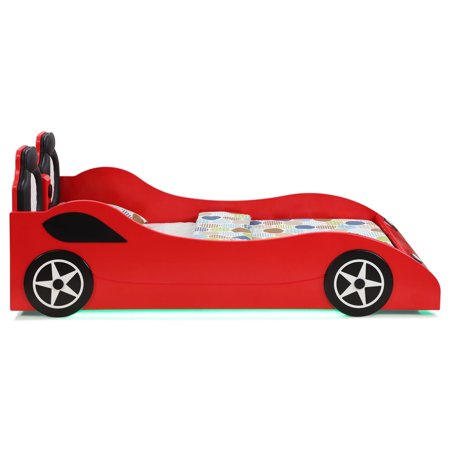 Cruiser Wood Twin LED Car Bed Red
