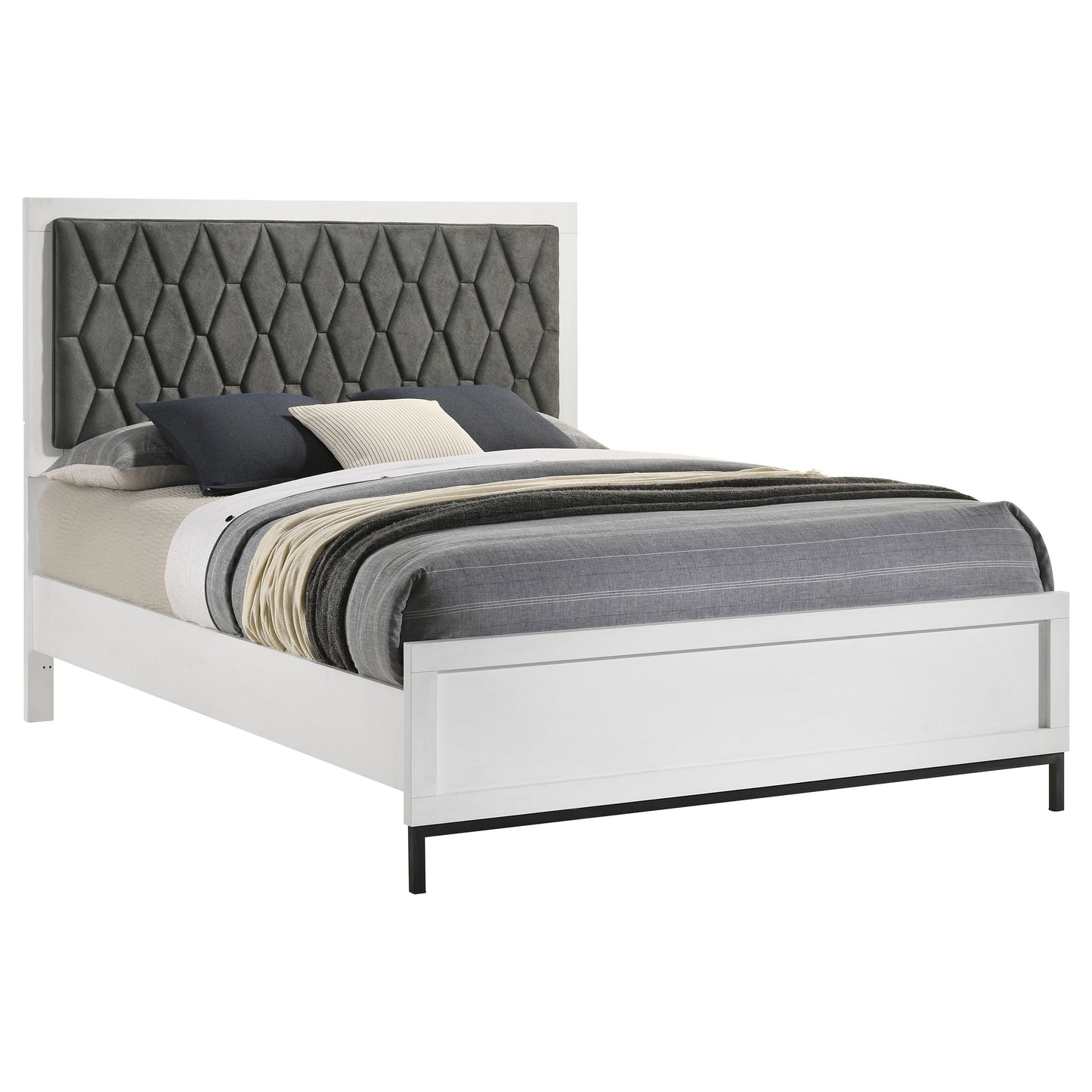 Sonora Queen Upholstered Panel Bed White
