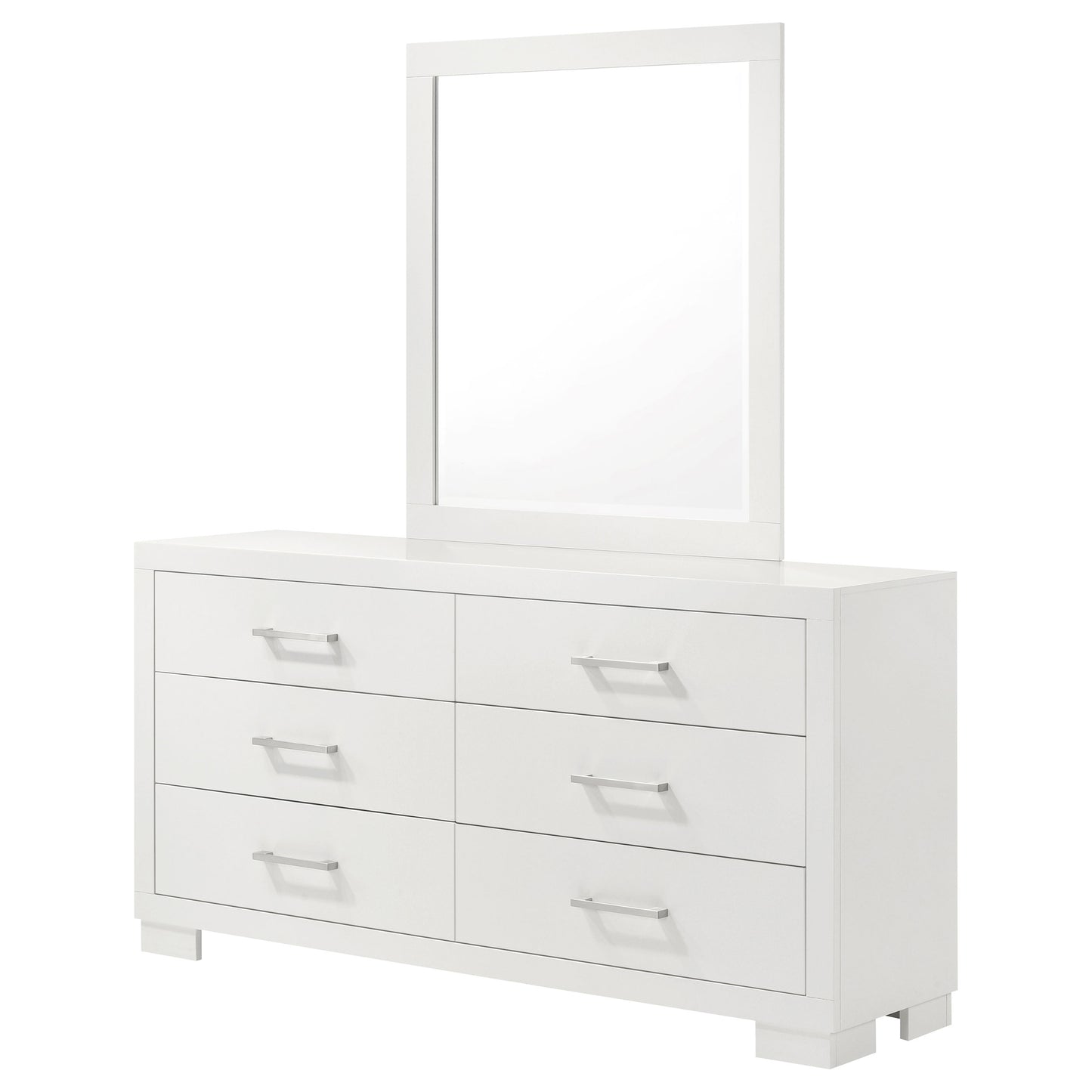Jessica 6-drawer Dresser with Mirror Snow White