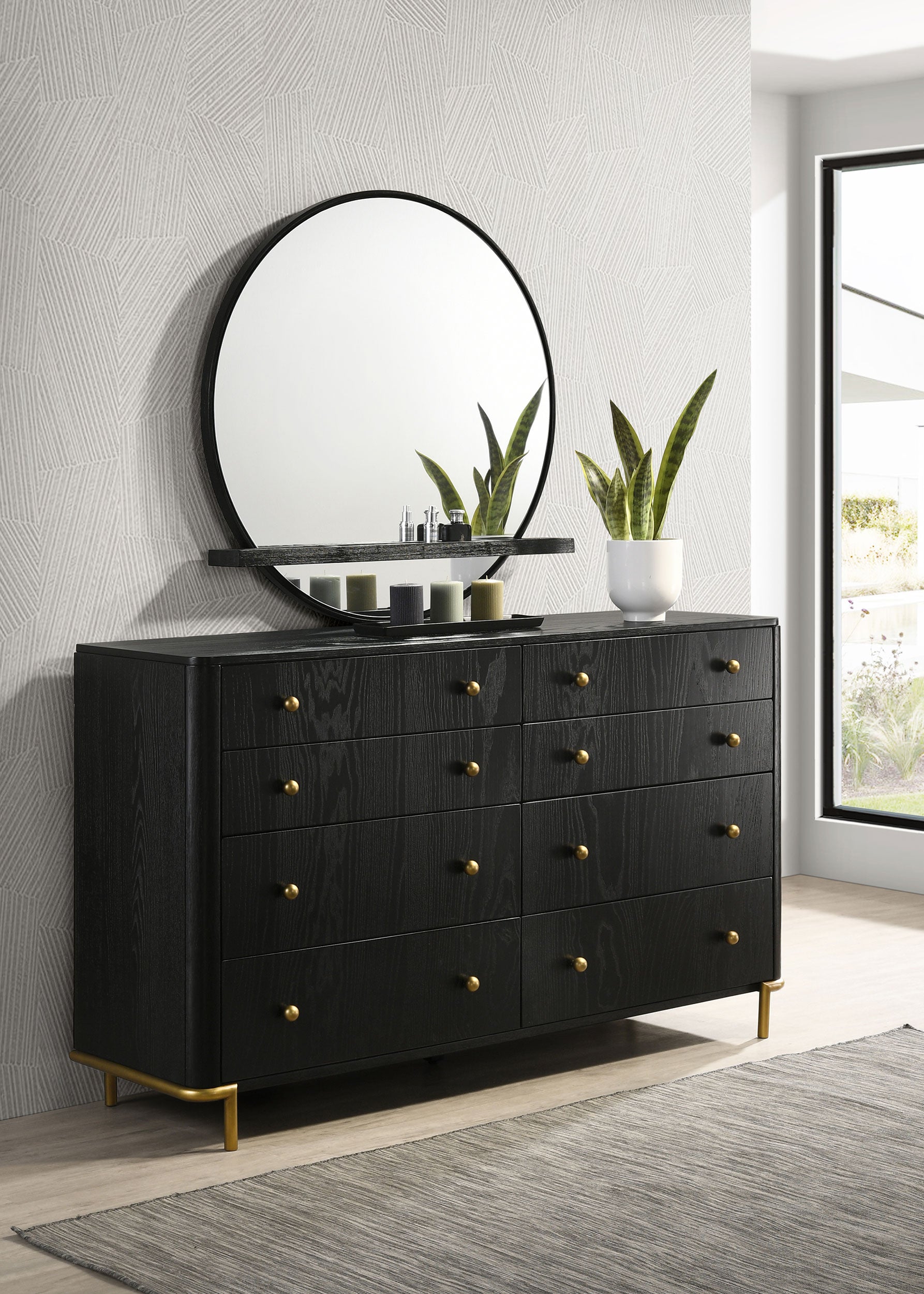 Arini 8-drawer Dresser with Mirror Black National Unclaimed Freight Arini 8-drawer Dresser with Mirror Black National Unclaimed Freight