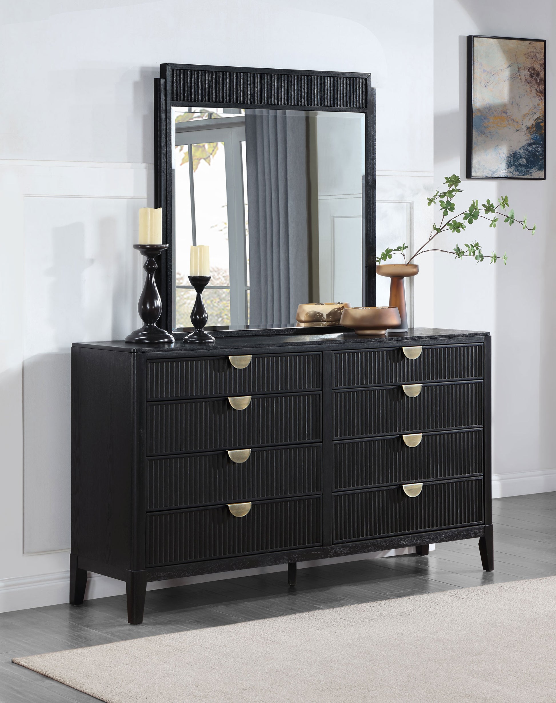 8 drawer double dresser black 8 Drawers Dresser Chest of Drawer for Bedroom, Black Dressers Organizer Rustic Wardrobe Armoire Closet