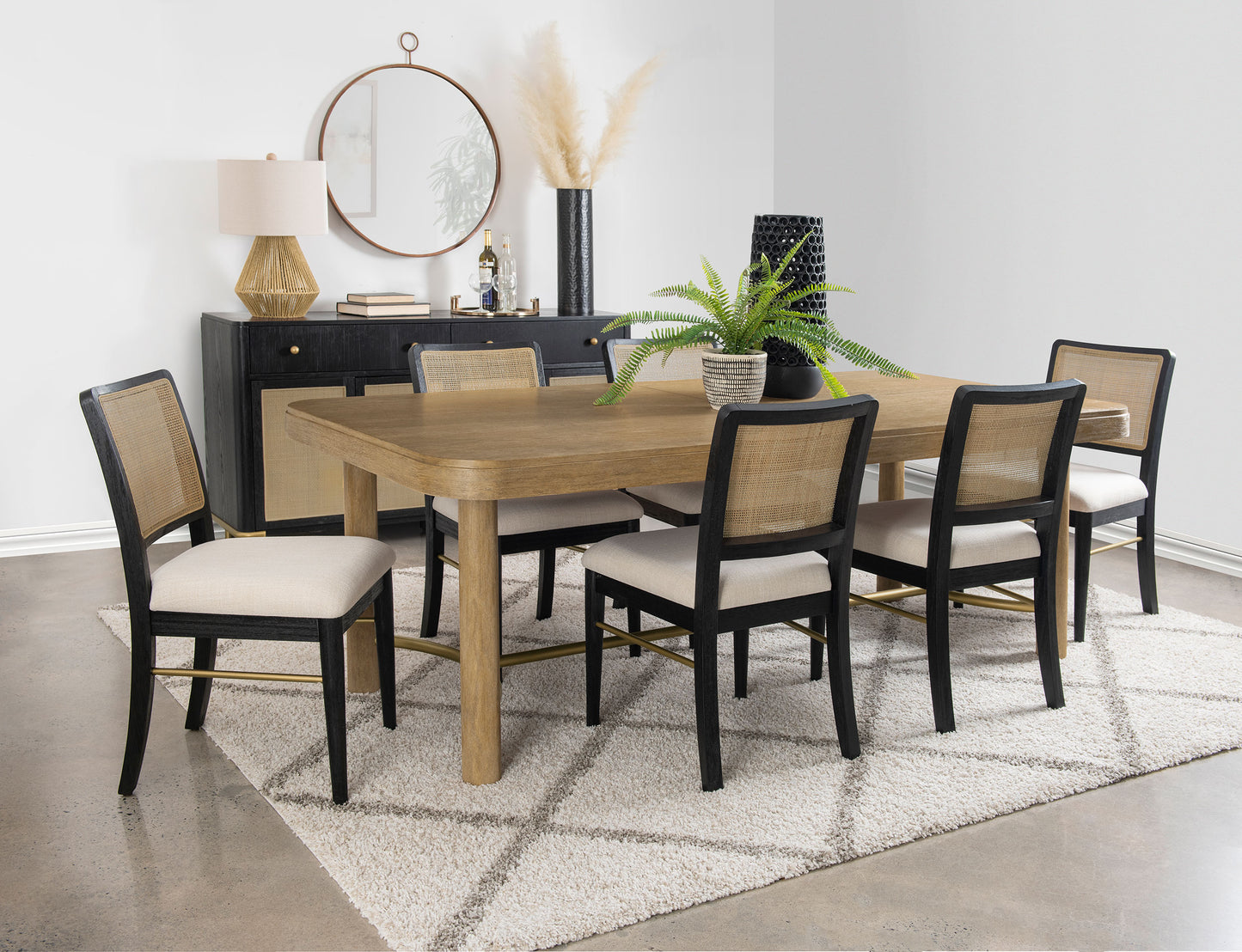 Arini 5-piece Extension Leaf Dining Table Set Sand Wash and Black