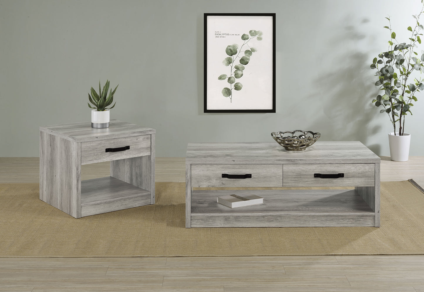 Felix 2-piece Coffee and End Table Set Grey Driftwood