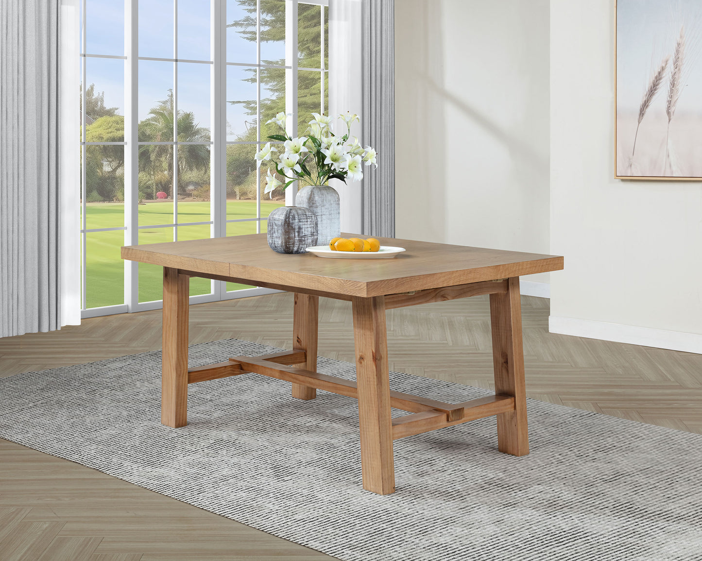 Middleton 76-inch Extension Leaf Dining Table Natural Brown