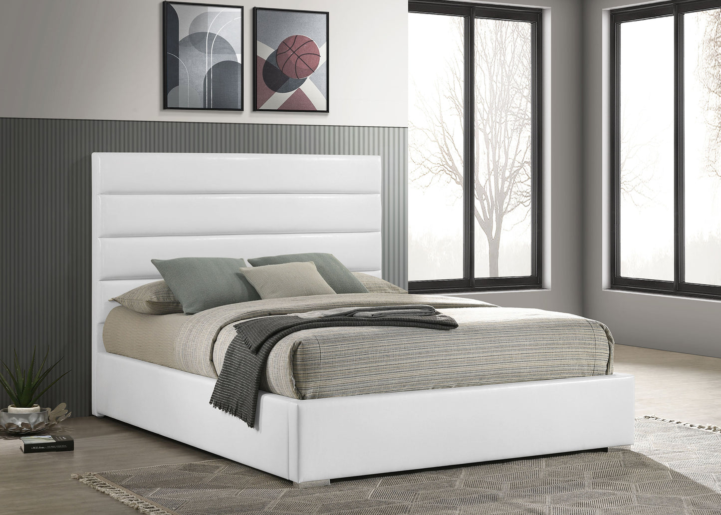 Felicity 53-inch Upholstered California King Bed White