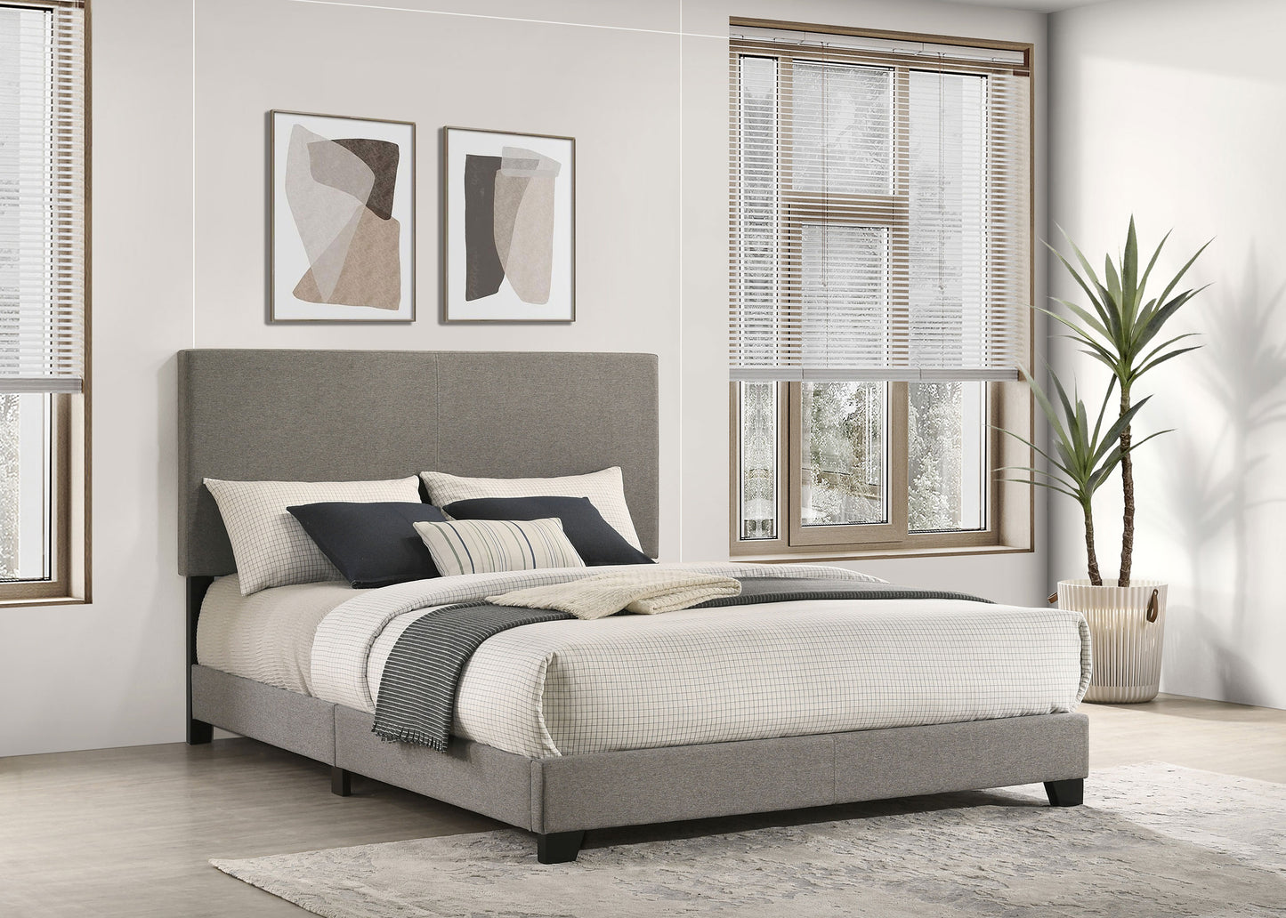 Dorian Fabric Upholstered Queen Panel Bed Taupe