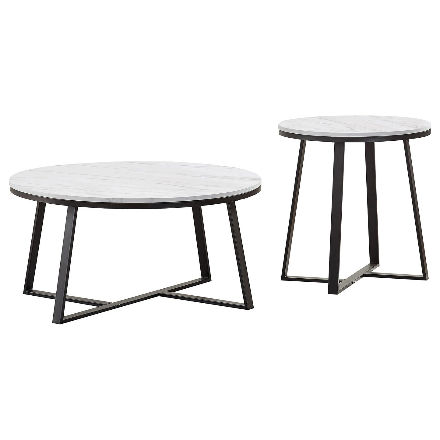 Hugo 2-piece Coffee and End Table Set White Faux Marble