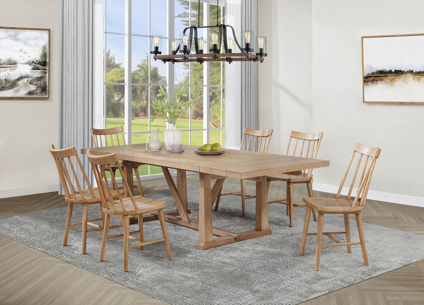 Middleton 7-piece Extension Leaf Dining Set Natural Brown