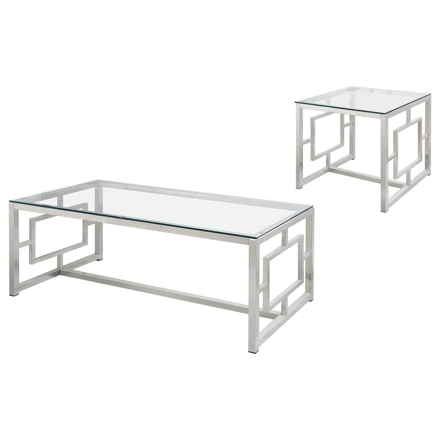 Merced 2-piece Rectangular Coffee and End Table Set Nickel