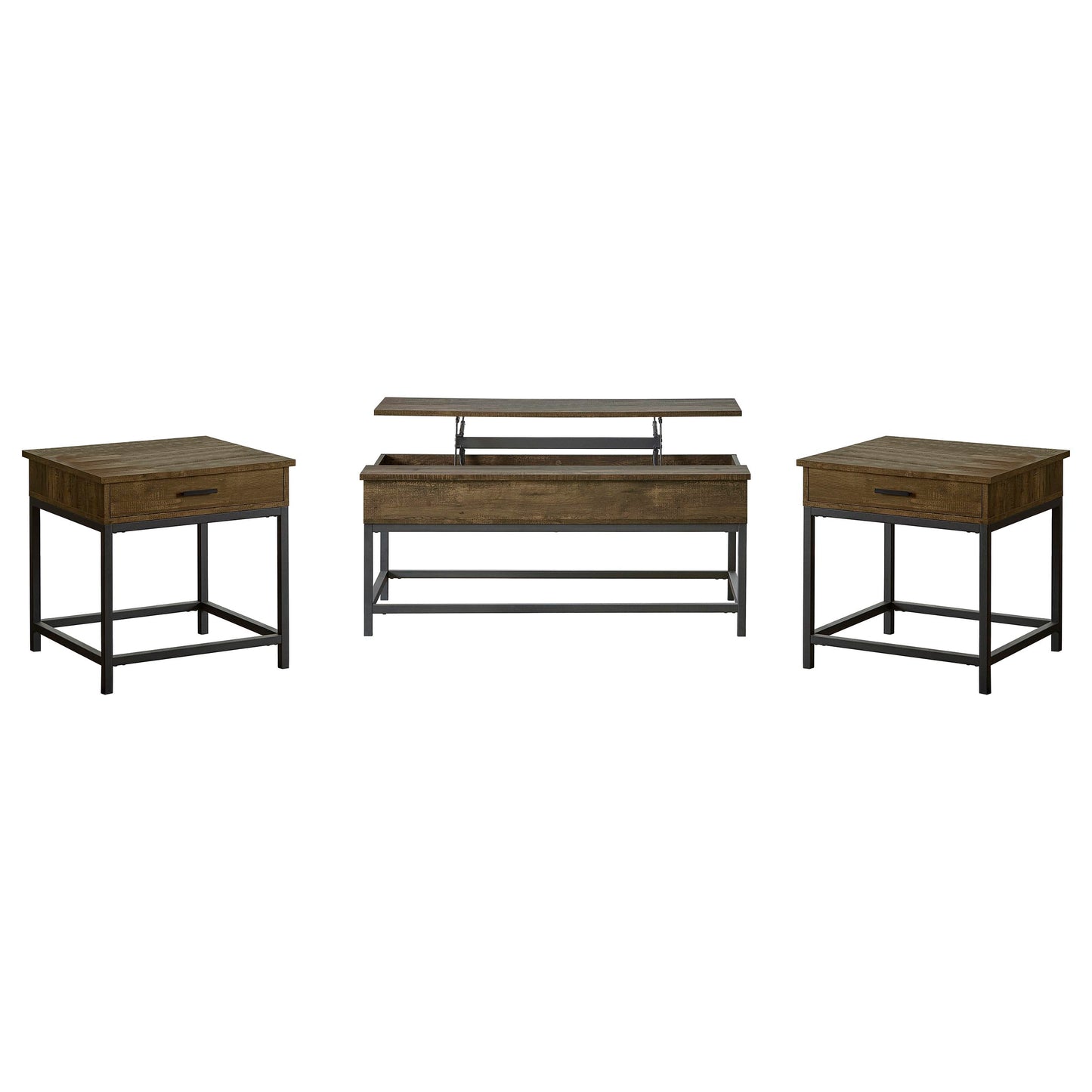 Byers 3-piece Lift Top Coffee and End Table Set Brown Oak