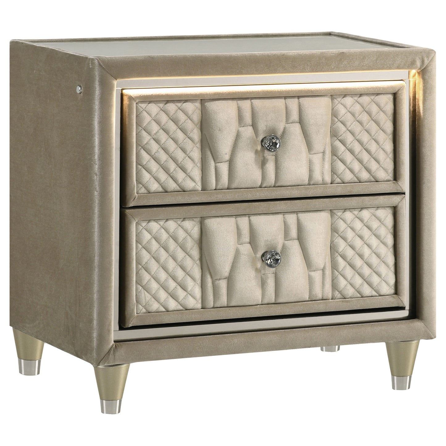 Lorient 2-drawer LED Nightstand with USB Ivory and Camel