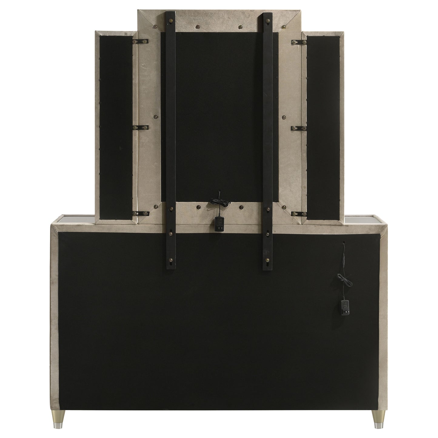 Lorient 8-drawer LED Dresser with Mirror Ivory and Camel