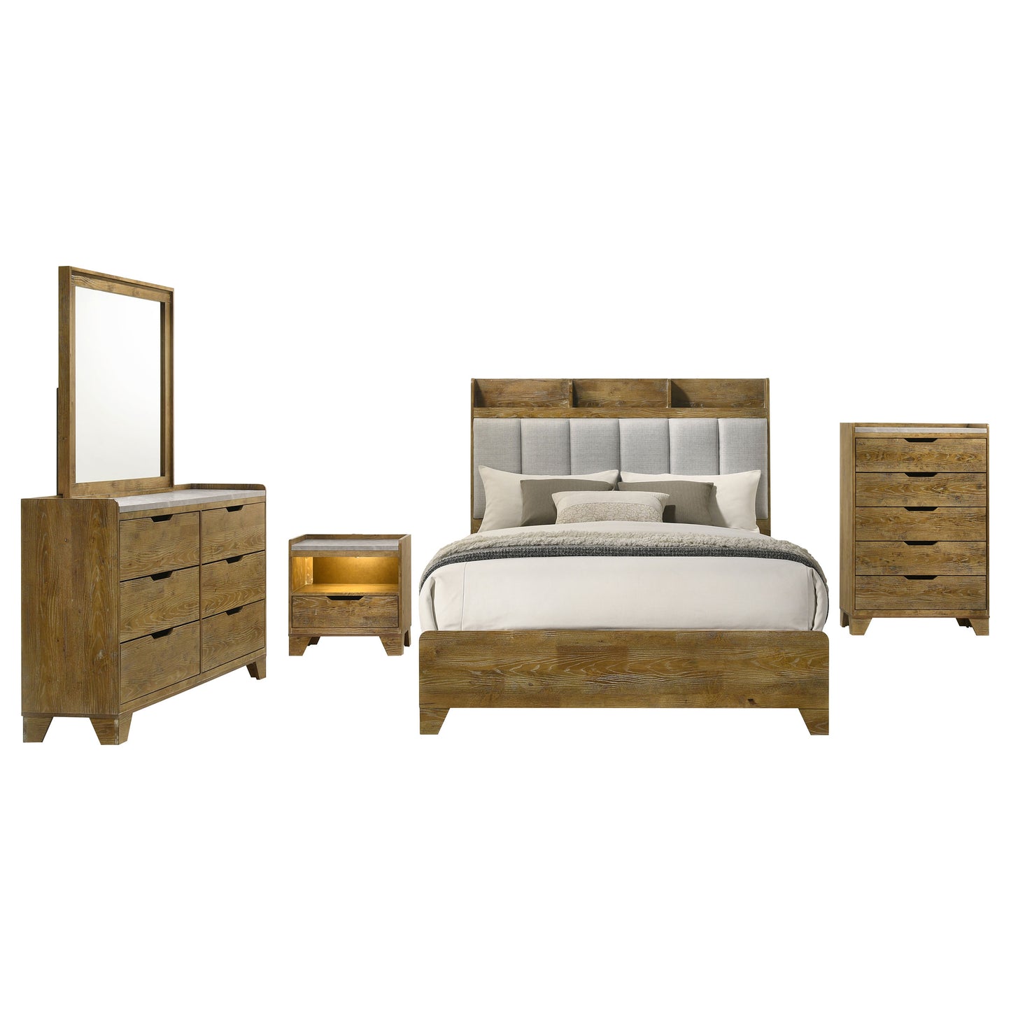 Henderson 5-piece Eastern King Bedroom Set Medium Oak