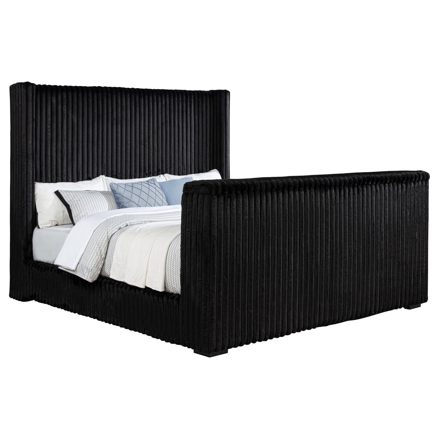 Centergrove Upholstered California King Wingback TV Bed Black