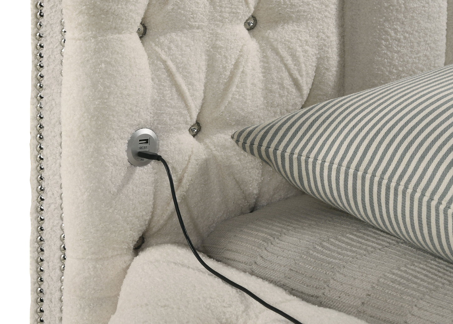 Sonya 5-piece Upholstered Queen Bedroom Set Ivory